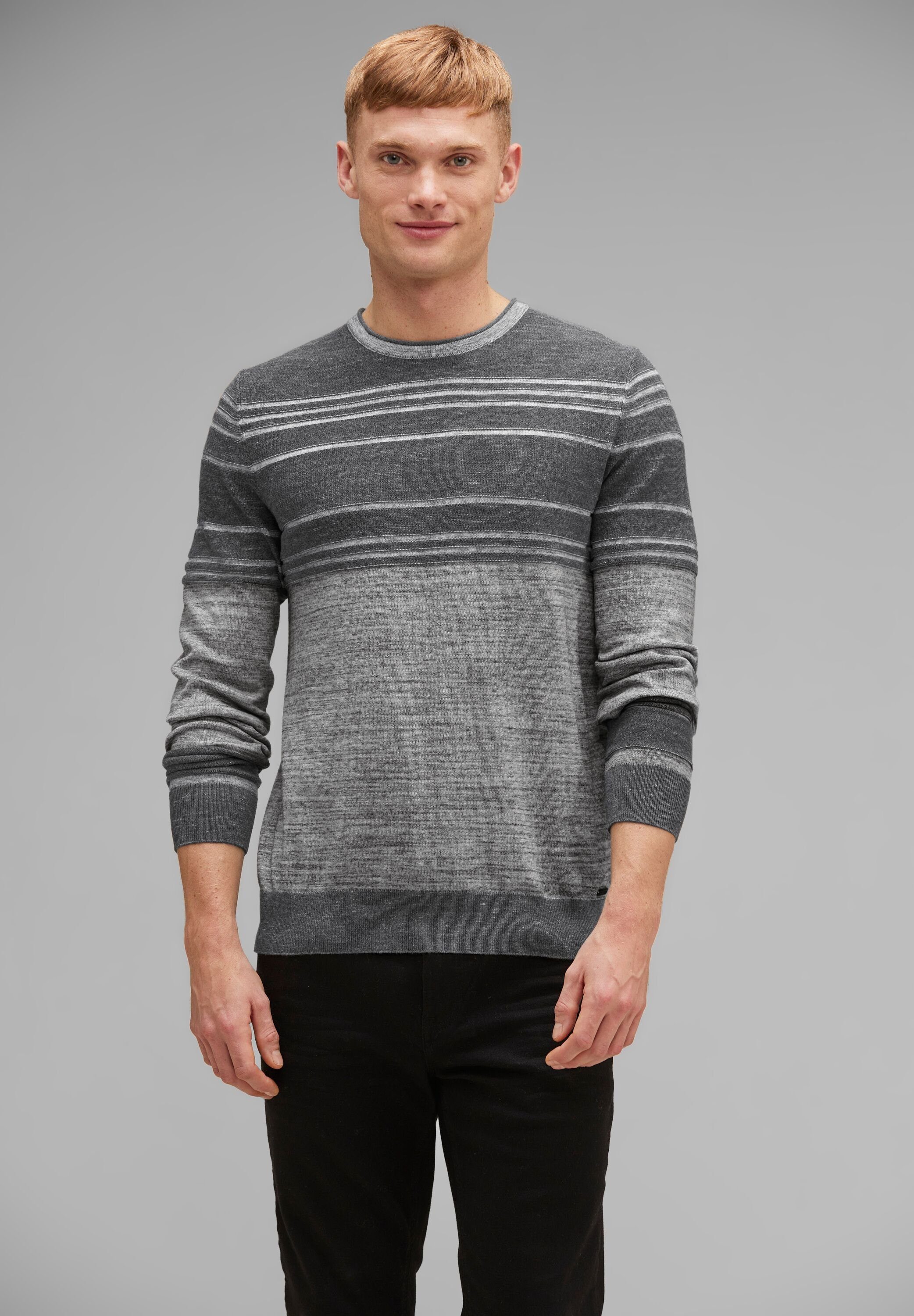 STREET ONE MEN Strickpullover Zweifarbiger Strickpullover günstig online kaufen