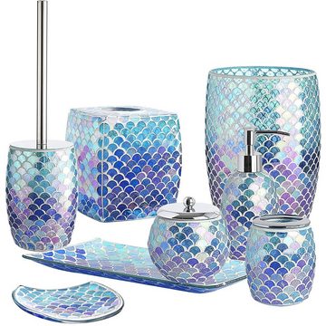 Whole Housewares Papiertuchspender Mosaik Taschentuch-Box, Bad-Accessoire, Fächerform Glas