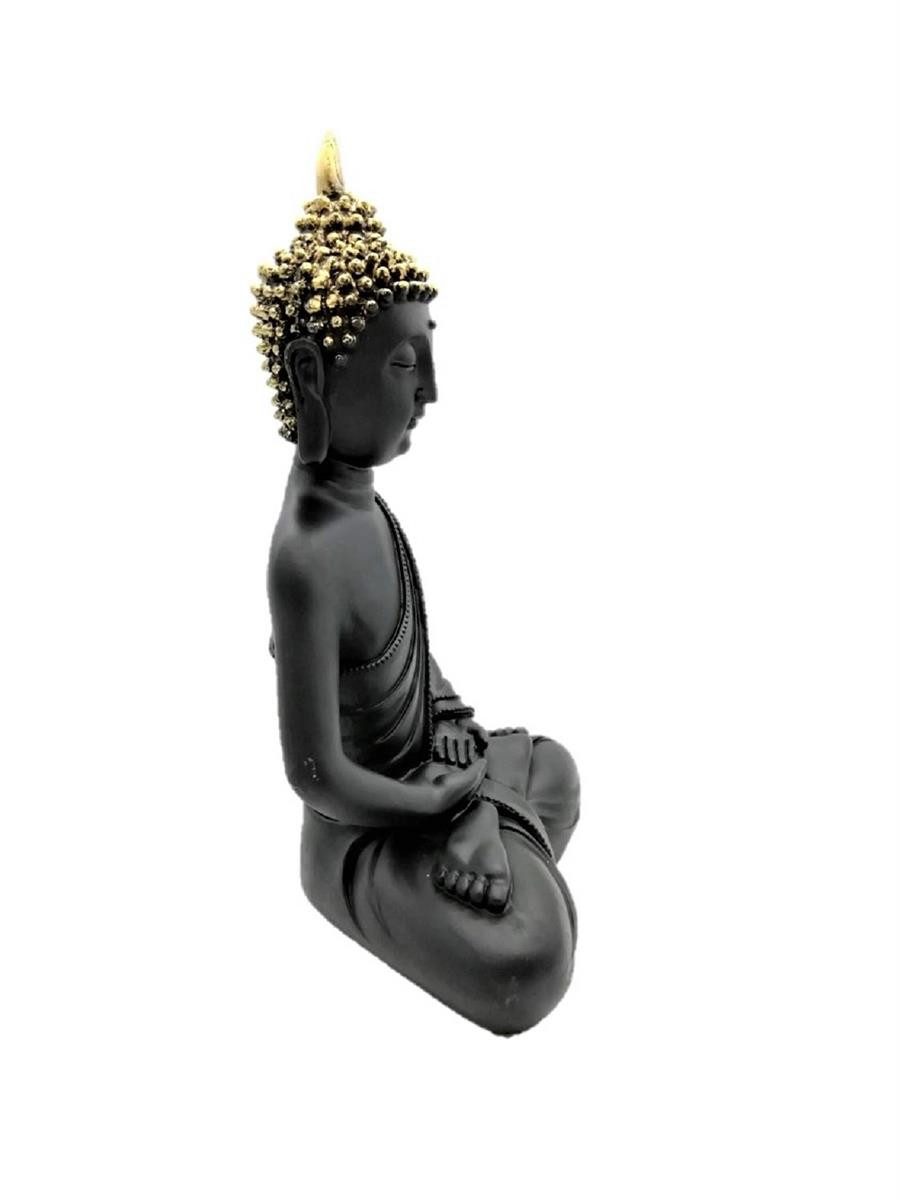 Geschenkestadl Buddhafigur Buddha Figur 30 cm Schwarz Gold Zen Meditation Deko Polystein, Buddha schwarz/gold – Bild 4 von 5