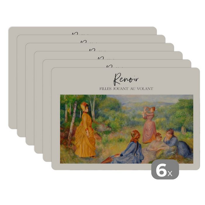 Platzset Filles Jouant au volant - Renoir - Gemälde MuchoWow (6-St) Platzset Platzdecken Platzmatte Tischmatten Schmutzabweisend