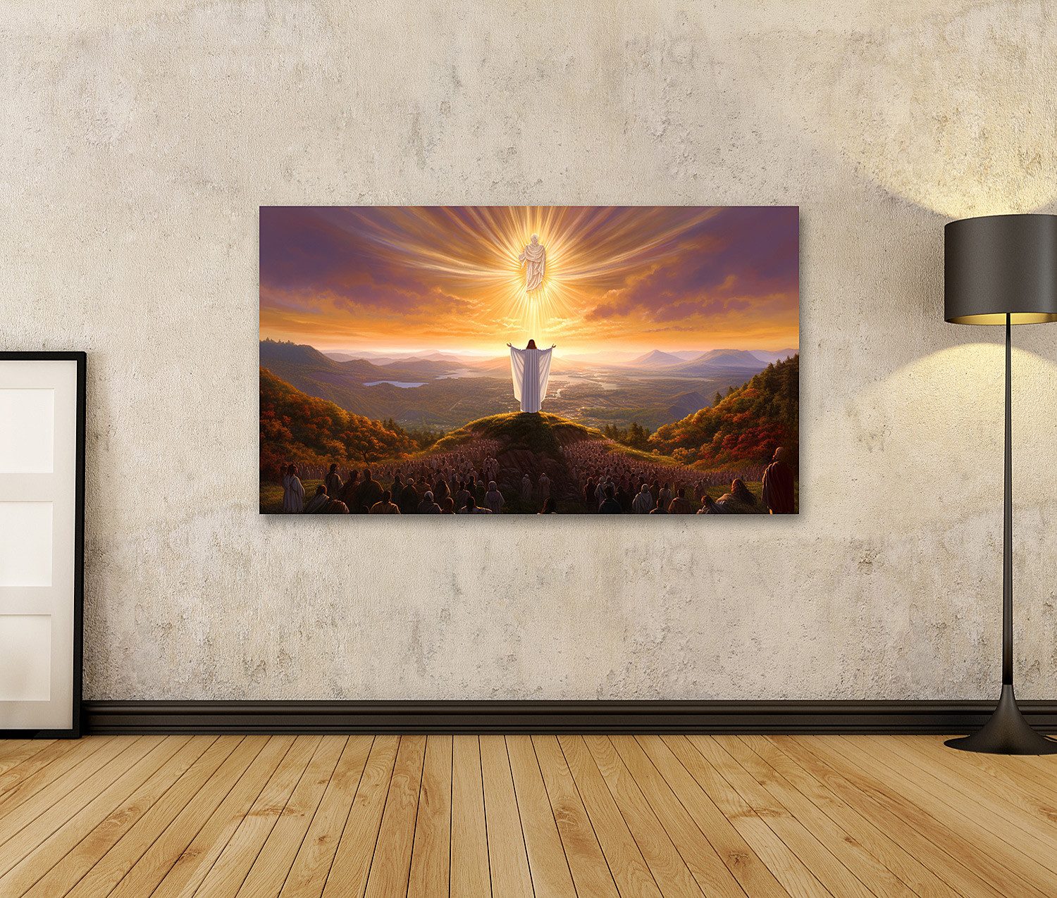 islandburner Leinwandbild Jesus Stehend Auf Hügel Betend zu Gott Glaube Rel günstig online kaufen