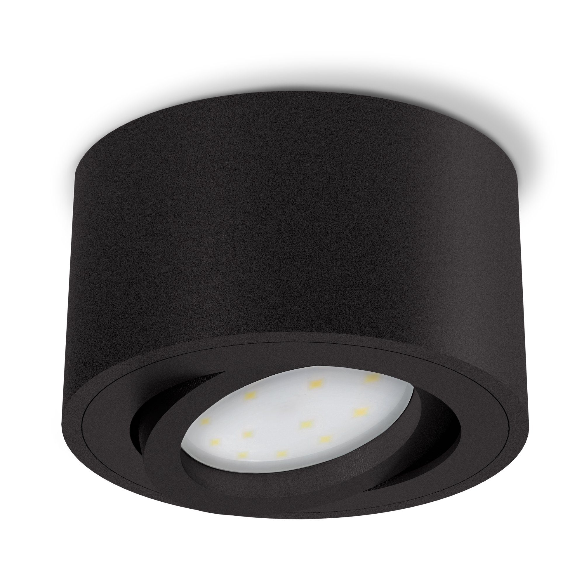 SSC-LUXon LED Aufbaustrahler CELI-1BM Decken Aufbauspot flach schwenkbar in schwarz mit LED Modul, Neutralweiß