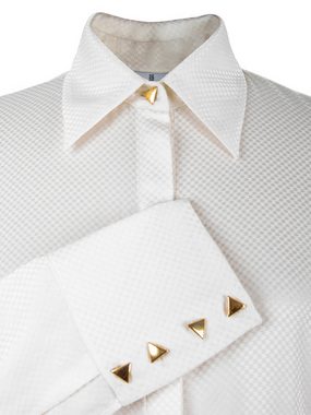RUA & RUA Hemdbluse aus Seide Asymmetrisches Satin Hemd Bluse in Weiß. (1-tlg)
