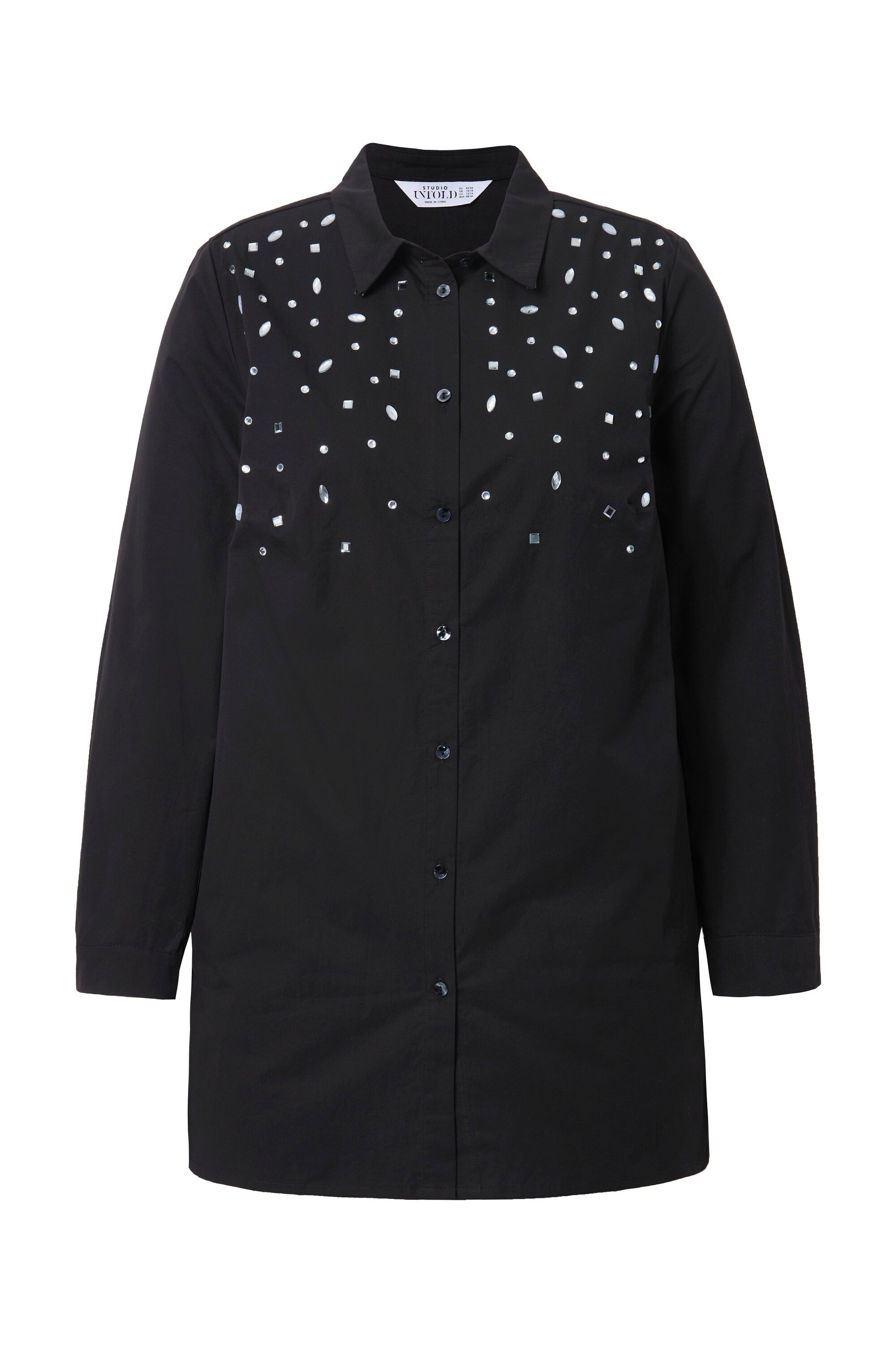 Studio Untold Hemdbluse Hemdbluse gerade Ziersteinchen Langarm günstig online kaufen
