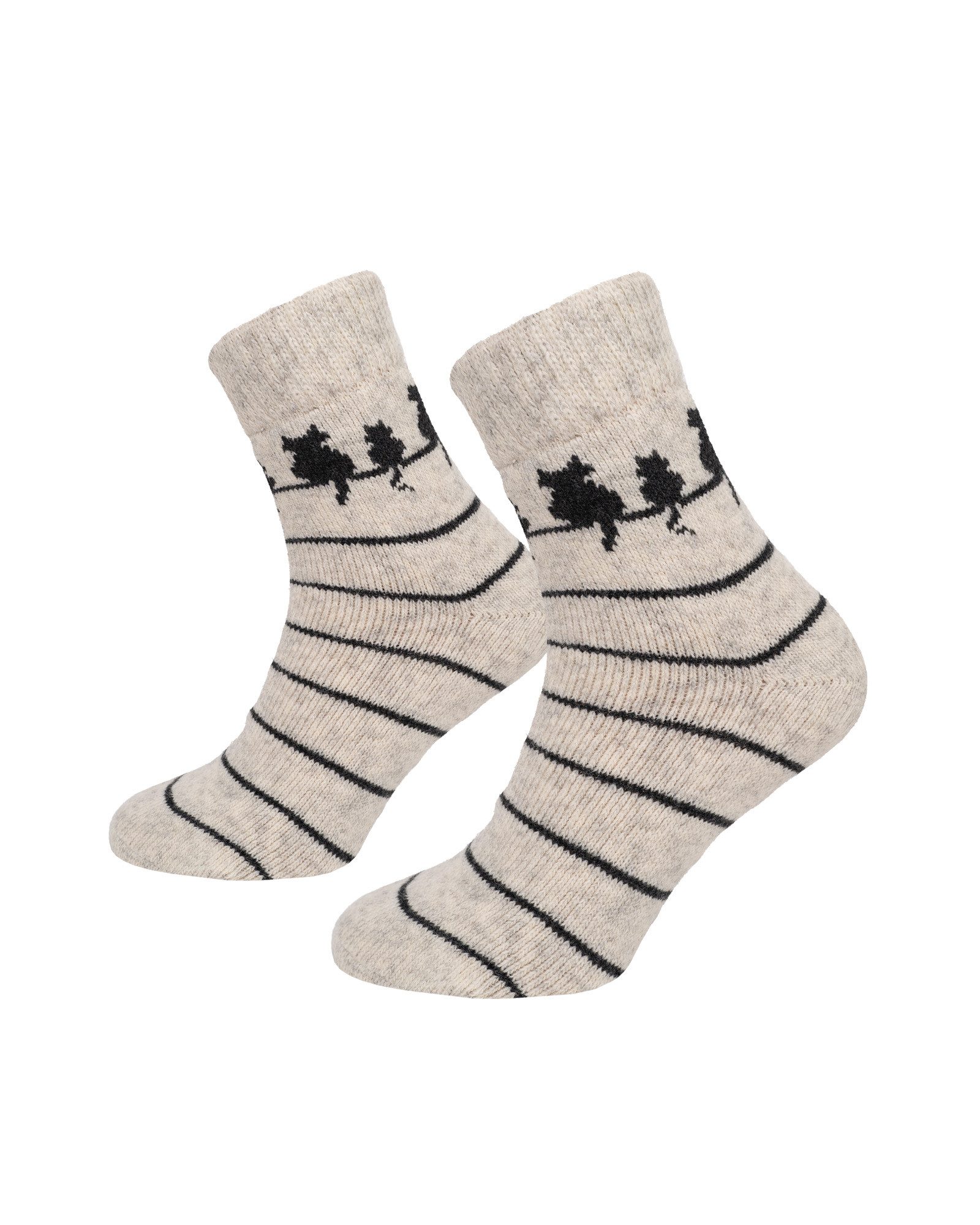 HomeOfSocks Socken Wollsocken Katzenmotiv, 80% Wolle, Komfortbund 80% naturbelassene Wolle, Angenehmer Bund,  Kurze Socken