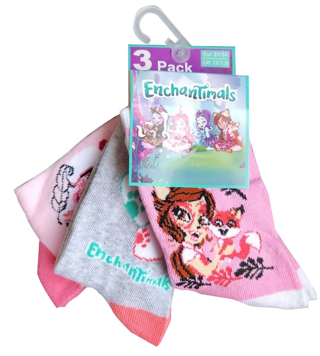 Enchantimals Socken Enchantimals 3er Pack Socken Mädchen Gr. 31/34 (3-Paar)