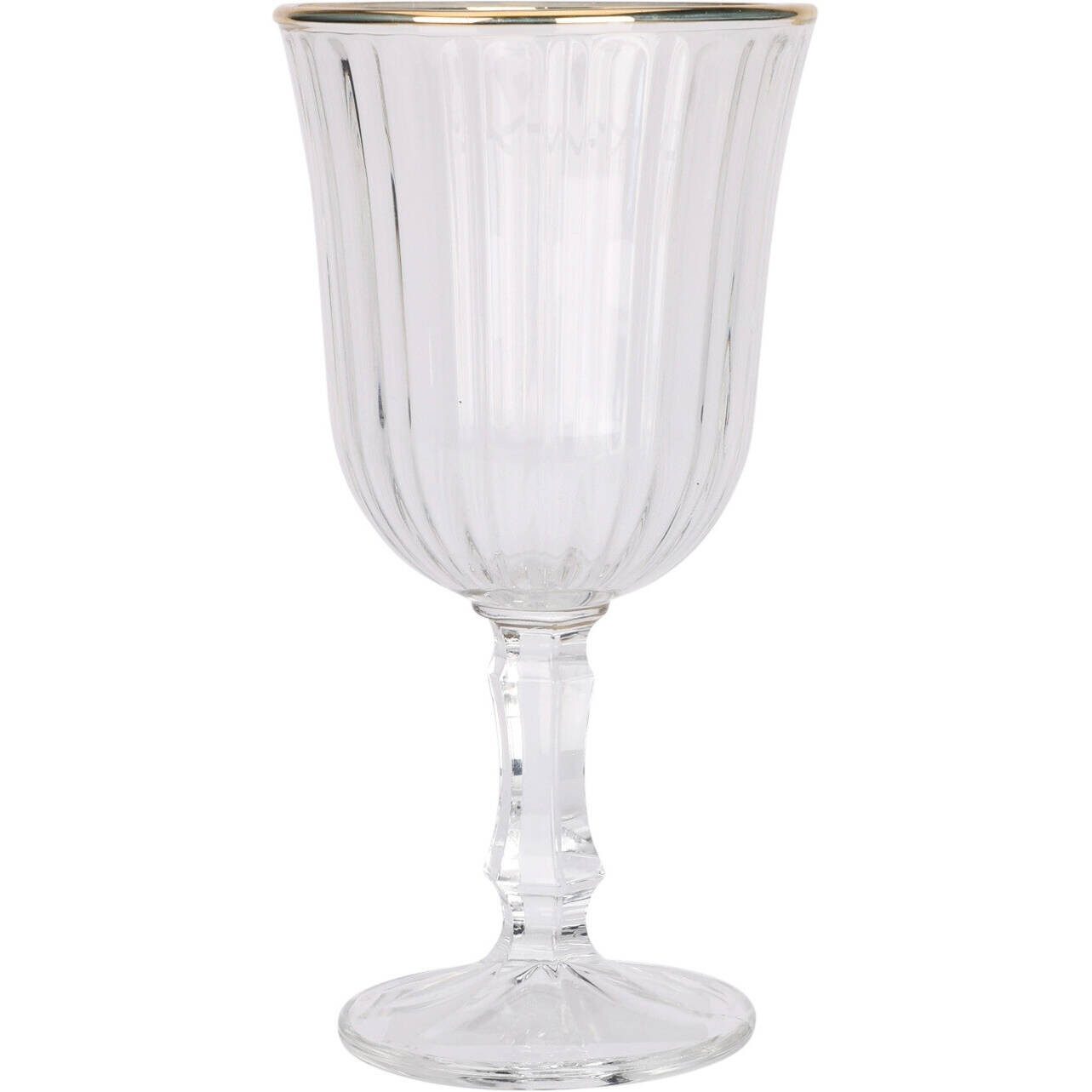 Excellent Houseware Weinglas Gestreiftes Weinglas mit goldenem Rand, 240 ml, Glas, mit goldenem Rand