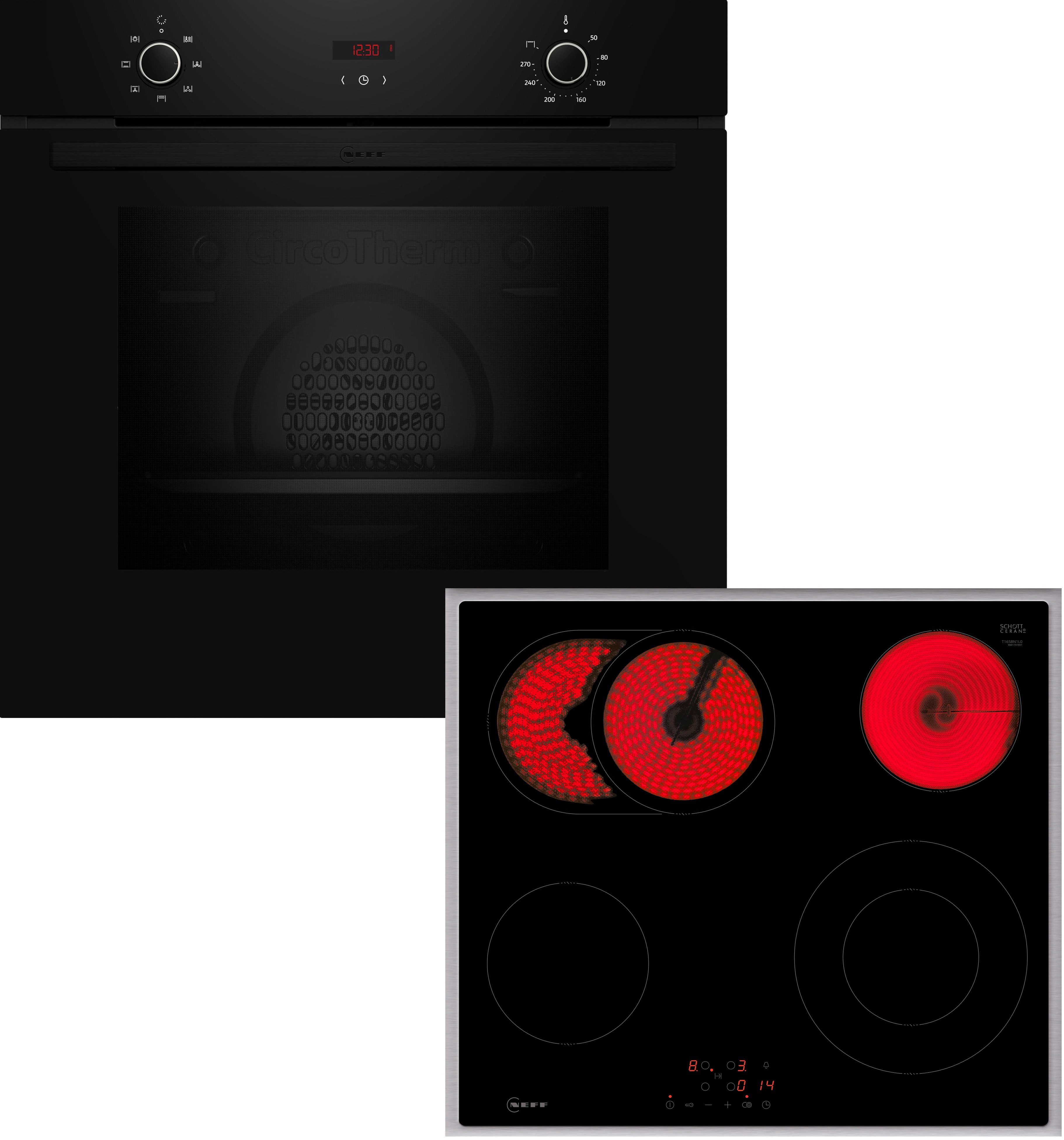 NEFF Backofen-Set BX36B0, mit Teleskopauszug nachrüstbar, CircoTherm® auf 3 Ebenen & Bräterzone für großes Bratgeschirr
