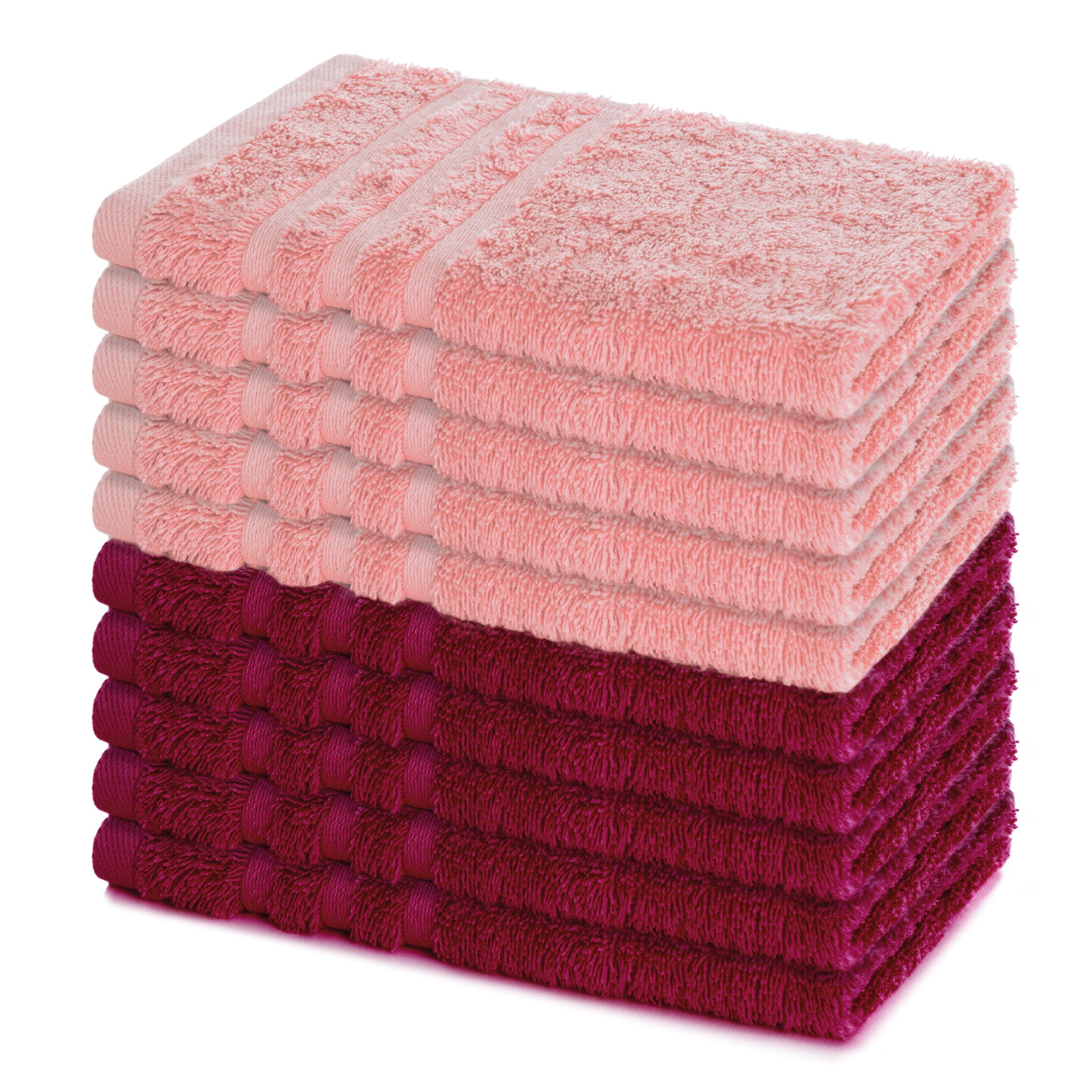 Lavea Gästehandtücher 30x50 cm, 10er Set Gästehandtuch, Elena-Frottee Handtuch, Gästetuch, (Set, 10-St), 500 g/m² Frottier, weich & saugstark, pflegeleicht