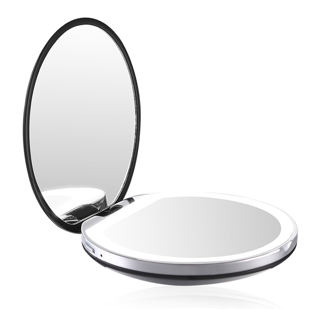 AILORIA Kosmetikspiegel MAQUILLAGE, Taschenspiegel mit LED-Beleuchtung (USB) schwarz | schwarz