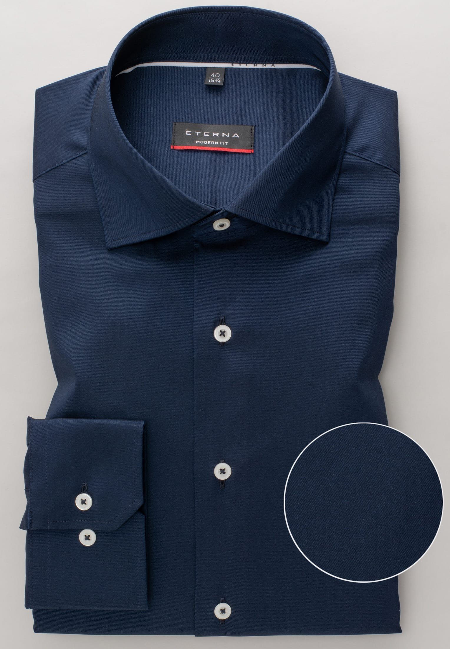Eterna Klassische Bluse ETERNA MODERN FIT Performance Shirt Langarm Hemd twill marine 3377-19-