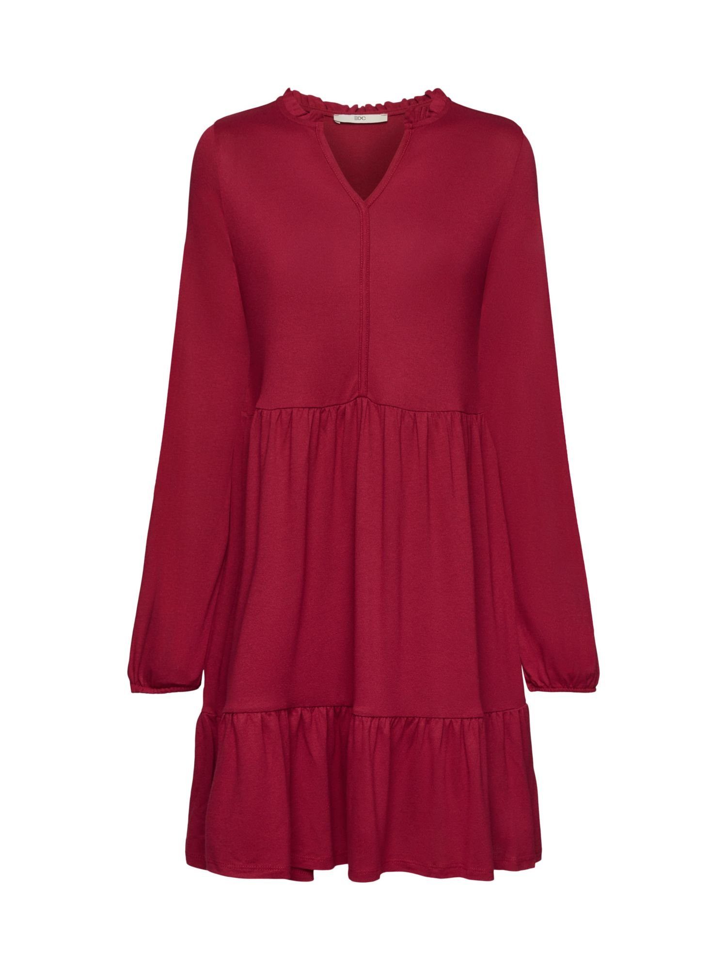 edc by Esprit Minikleid CHERRY mit Stufenvolant, LENZING™ ECOVERO™ RED Minikleid