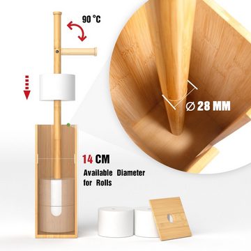 Rainsworth Toilettenpapierhalter Stehend Bambus, WC-Garnitur mit (HBT 72,6 x 15.5 x 21.5 cm, und WC-Bürstenhalter), Toilettenpapieraufbewahrung