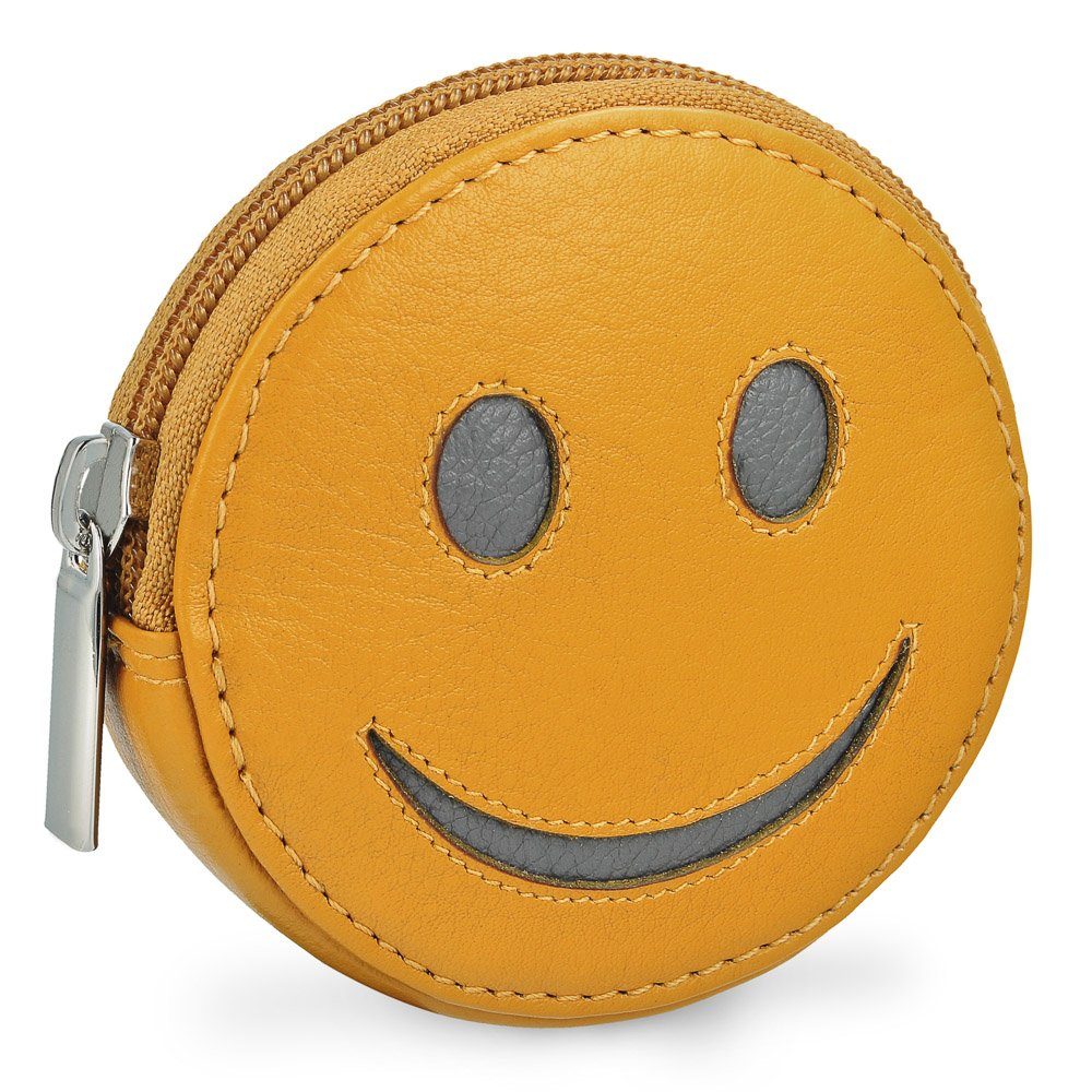 Manage Mini Geldbörse Smiley Portemonnaie mit Schlüsselring, Leder, Geldbeutel klein, für Kinder, Damen, Herren, Schlüsseletui