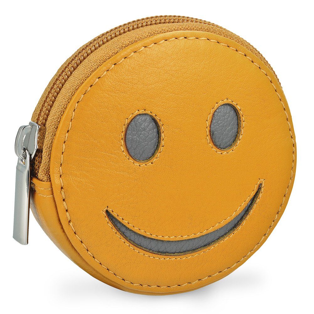Manage Mini Geldbörse »Smiley Portemonnaie mit Schlüsselring inkl.  Geschenkbox«, Leder, Geldbeutel für Kids & Erwachsene, Schlüsseletui