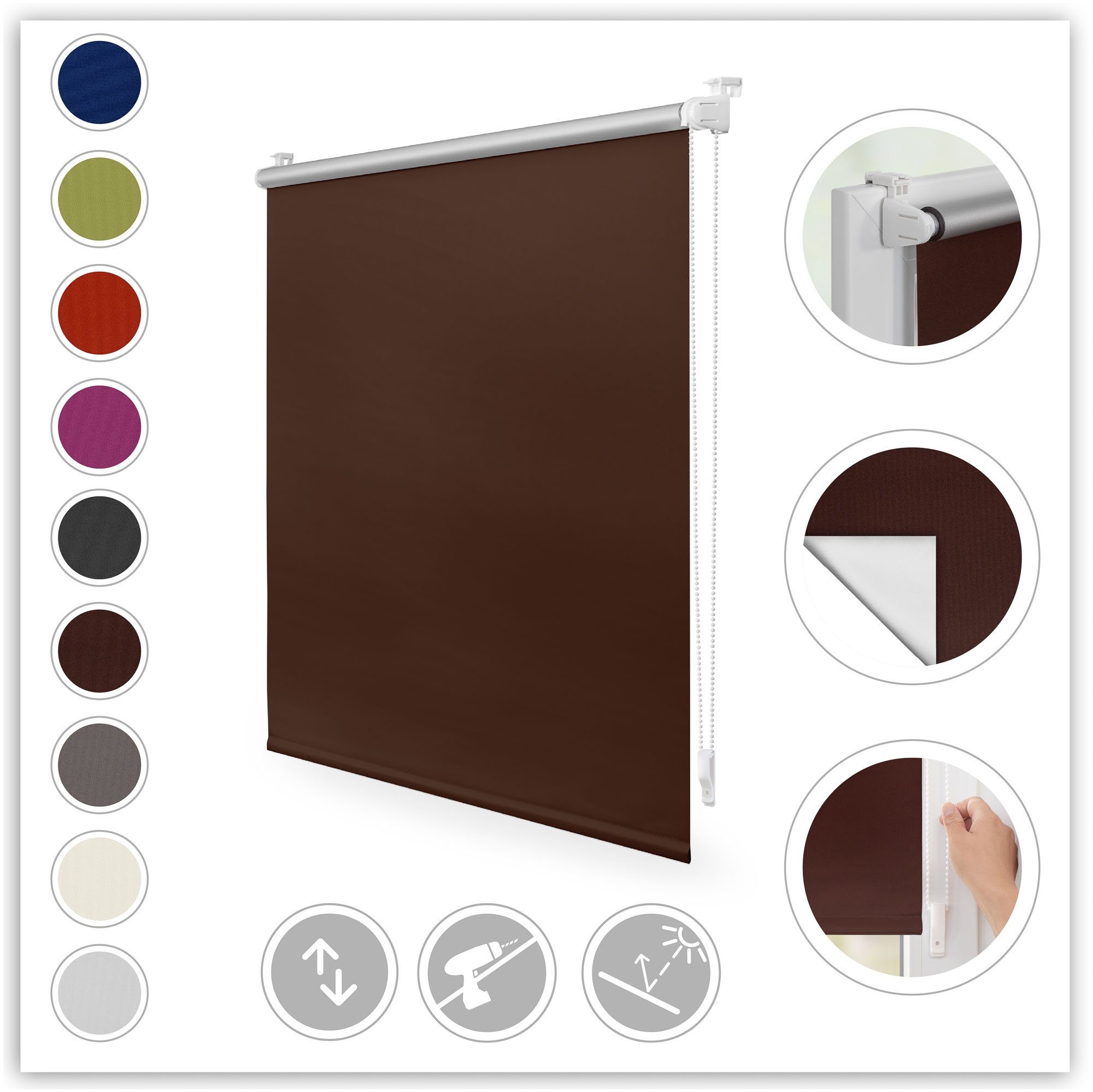 Seitenzugrollo Klemmfix Hitzeschutz, LICHTBLICK ORIGINAL, verdunkelnd, ohne günstig online kaufen