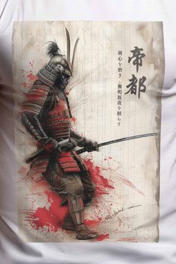Reichstadt Print-Shirt Cooles Kurzarm T-Shirt 24RS050 mit Samurai Motiv