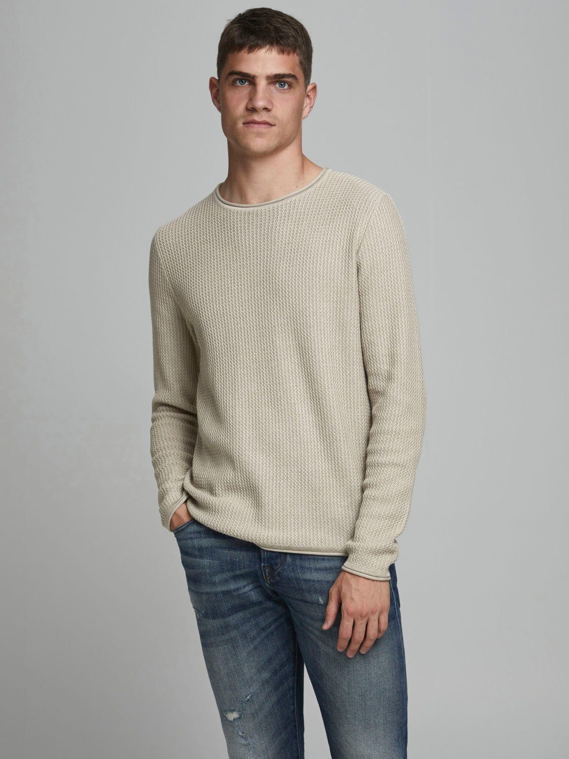 Jack & Jones Rundhalspullover Carlos beige