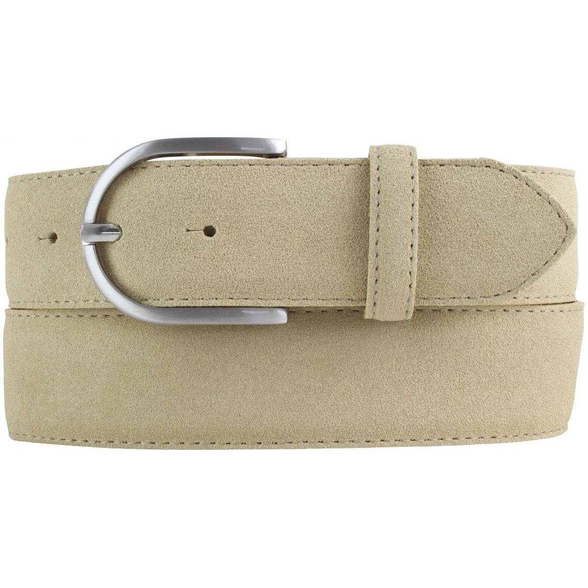 BELTINGER Ledergürtel Damen-Gürtel aus Veloursleder 4 cm - Velour-Gürtel für Damen 40mm - Wi Beige, Silber | Gürtel