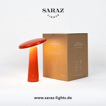 SARAZ Lights LED Tischleuchte Salema Model 2024, Stufenlos dimmbar über Touch-Sensortaste, LED fest integriert, 3000 Kelvin - helles warmweiß, flexibel, mobil, kabellos, Akku, LED, Nachttischleuchte, Schreibtischlampe