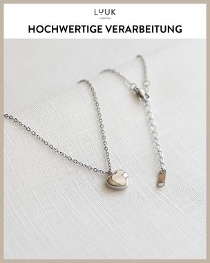 LUUK LIFESTYLE Kette mit Anhänger Herz, Geschenkkarte, Halskette mit Herz Anhänger und DREAM Spruchkarte, Glücksbringer, Symbol für ewige und aufrichtige Liebe, Valentinstag, Geburtstag, Silber