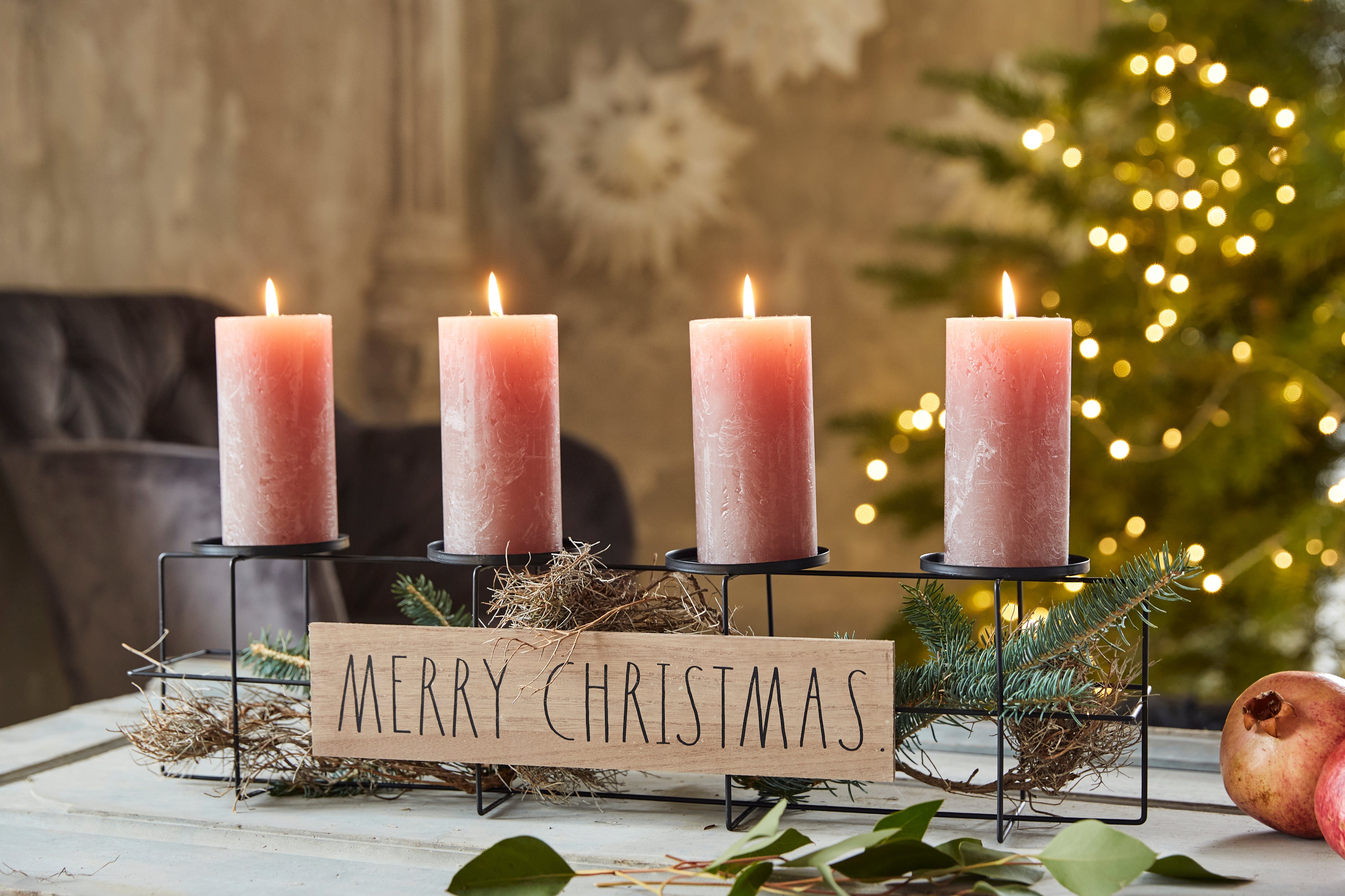 BOLTZE Adventsleuchter Weihnachtsdeko, im Shabby-Look, Dekorativer  Kerzenhalter 