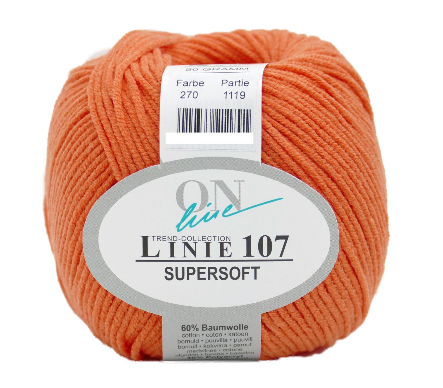 Online Garne Linie 107 Supersoft Baumwollmischgarn Häkelwolle, (pastell und bunt, Wolle zum stricken und häkeln, Strickgarn, Handstrickgarn), 60% Baumwolle, 40% Polyacryl
