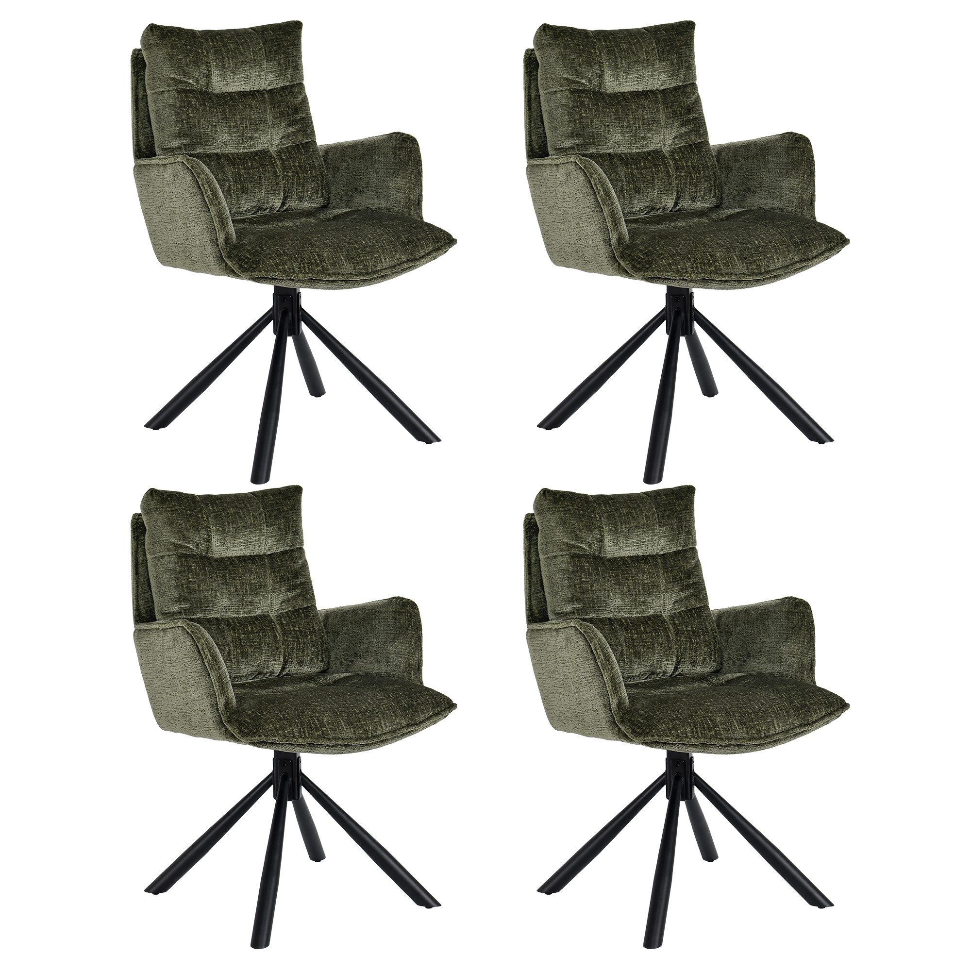 Duhome Esszimmerstuhl (8610A), 360° drehbar, Automatische Rückstellfunktion, Chenille-Stoff