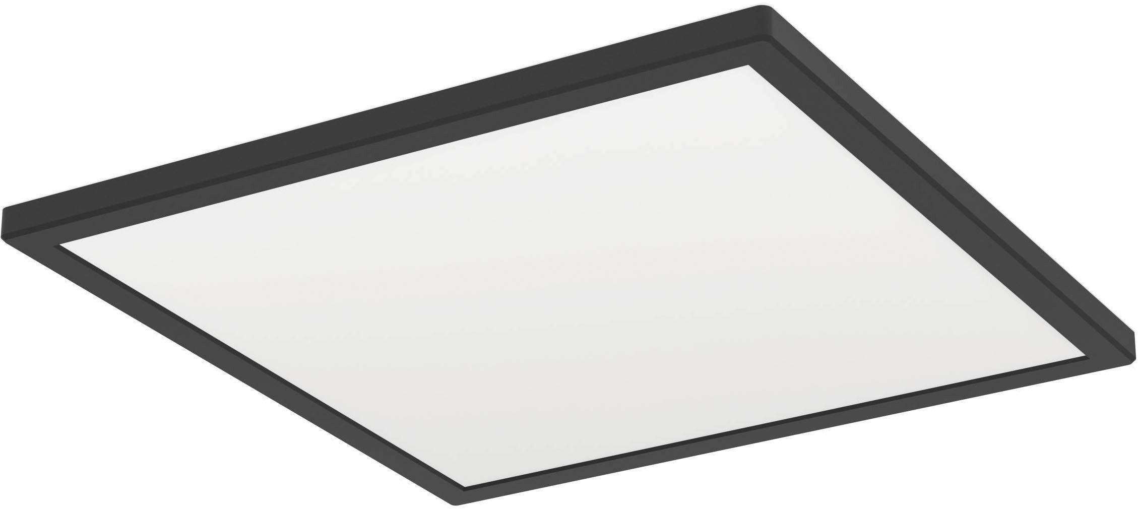 EGLO Deckenleuchte Rovito Deckenlampe, Deckenbeleuchtung, Badlampe, Kunststoff, IP44, mehrere Helligkeitsstufen, LED fest integriert, Neutralweiß, Kaltweiß, Warmweiß, Wand-/Deckenleuchte - L39 x B39 x H3 cm - schwarz - 17,6W inkl.