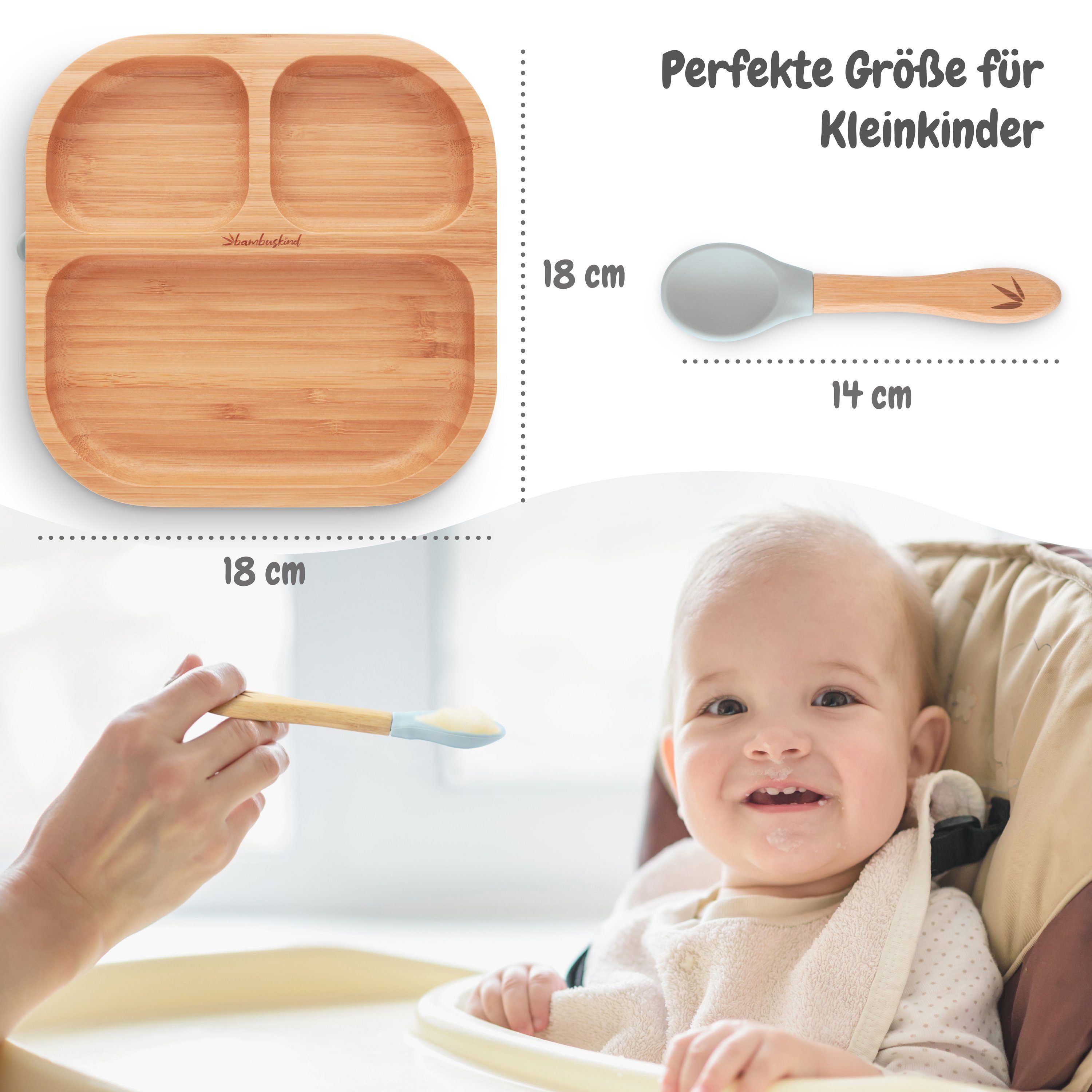 Kindergeschirr-Set bambuskind orange Saugnapf bambuskind® Kinderteller mit