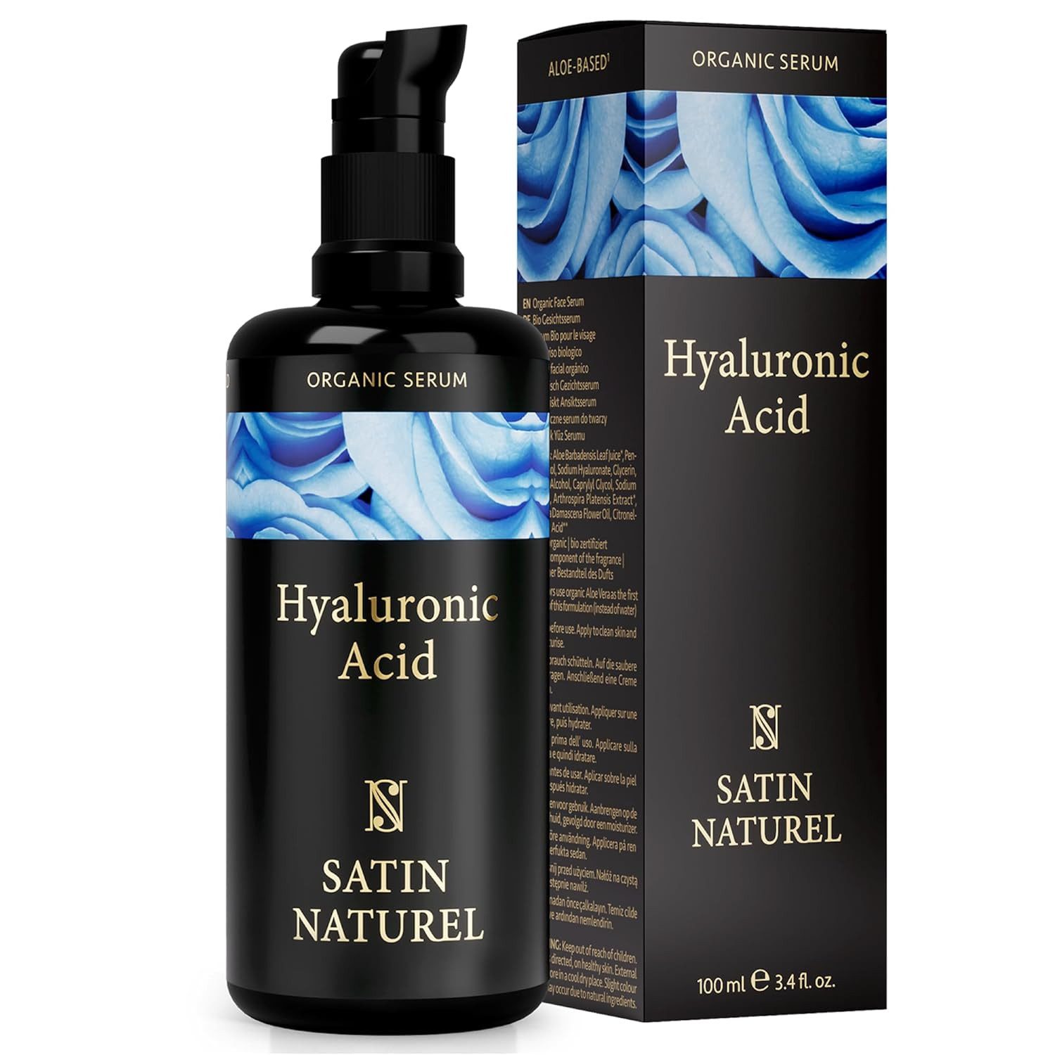 Satin Naturel Gesichtsserum Hyaluronsäure Bio Serum, 1-tlg., Nur für die äußere Pflege gesunder Haut geeignet.