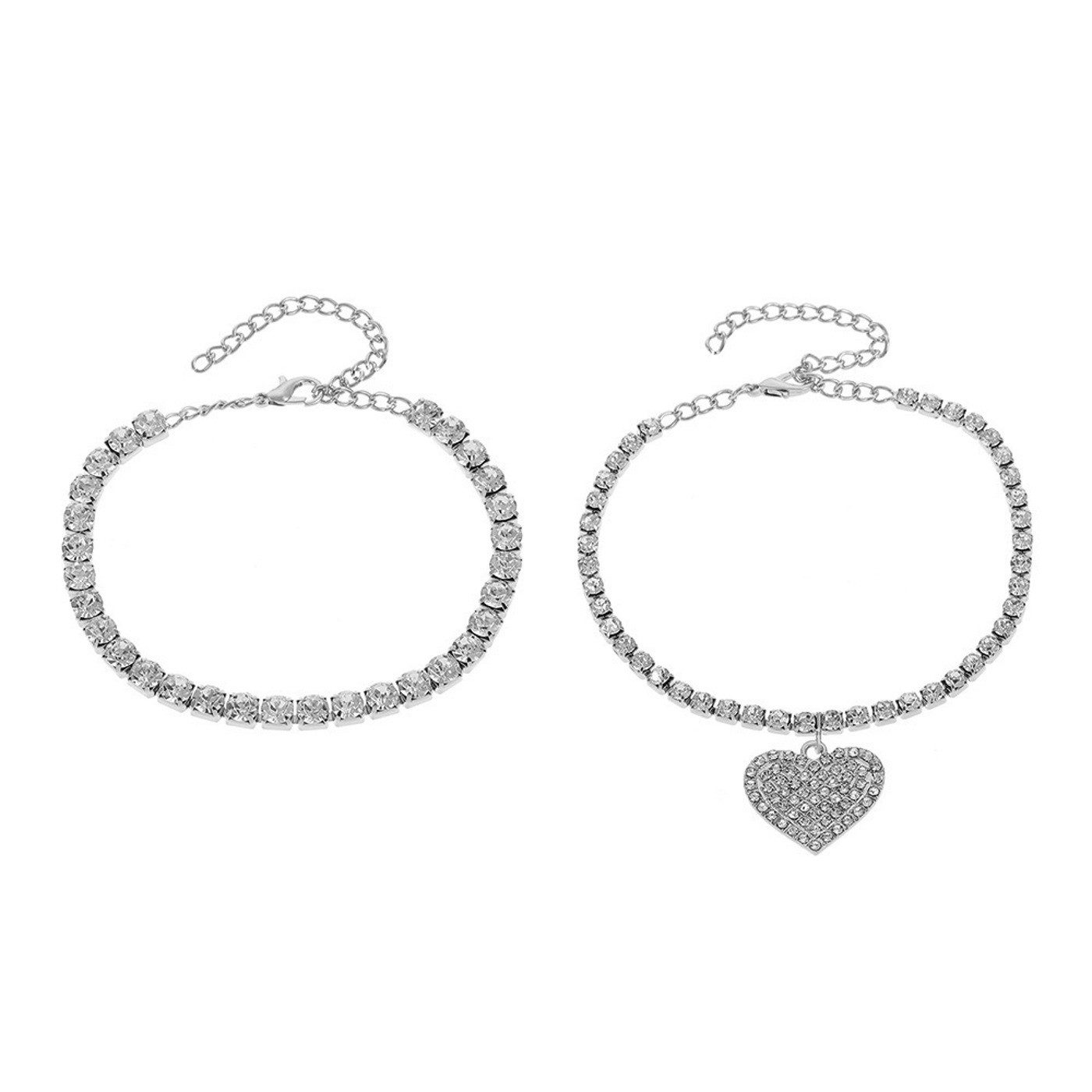 KARMA Fußketten Set Fußkettchen Herz Schmuckset Silber, Roségold oder Gold günstig online kaufen