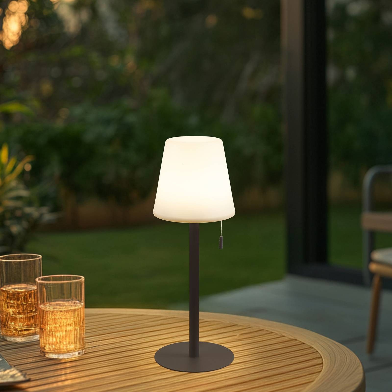 Lindby Außen-Tischleuchte Azalea, LED, Metall, Braun Farbwechsel warmweiß / tageslicht IP44, LED 5 W gesamt, Farbwechsel warmweiß / tageslicht