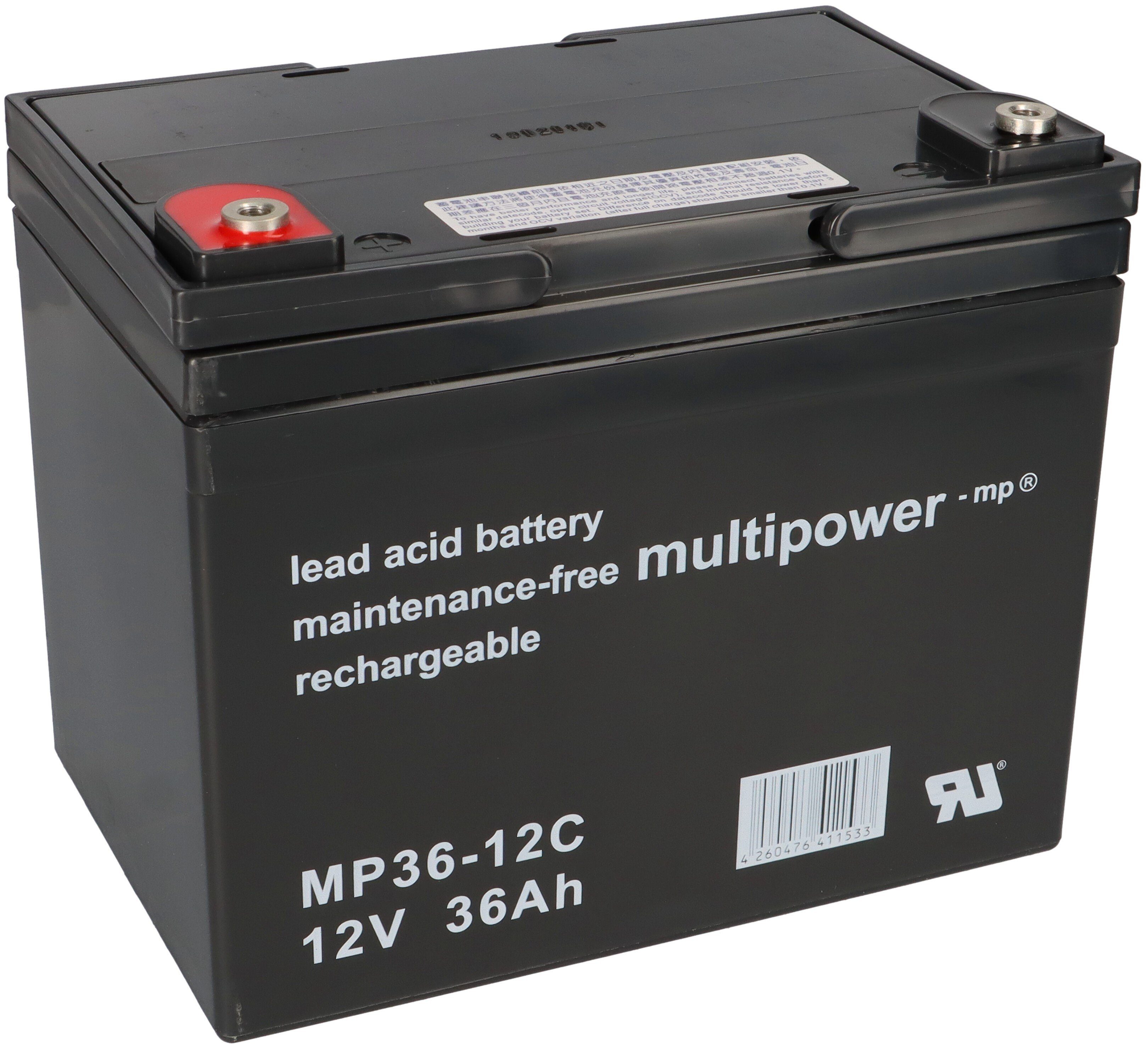 Multipower Elektromobil Scooter Batterie Akku 12V 36 AH zyklenfest Elektromobil-Akku
