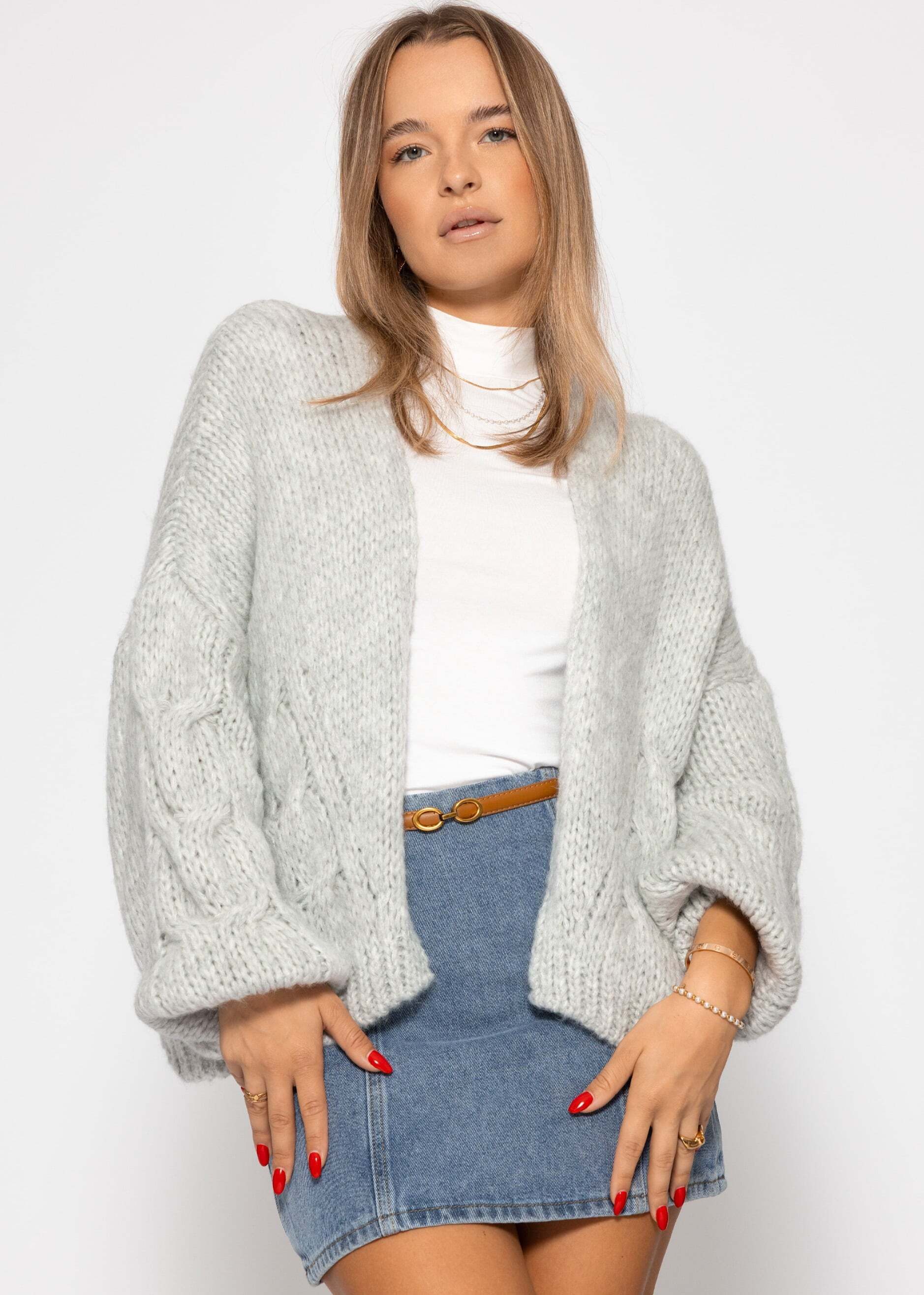 SASSYCLASSY Cardigan Oversize Cardigan mit Zopfmuster-Detail günstig online kaufen