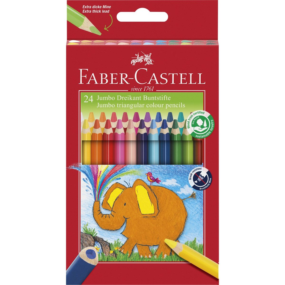 Faber-Castell Buntstift FABER-CASTELL Buntstifte Jumbo mit Spitzer 24 Stück Kartonetui