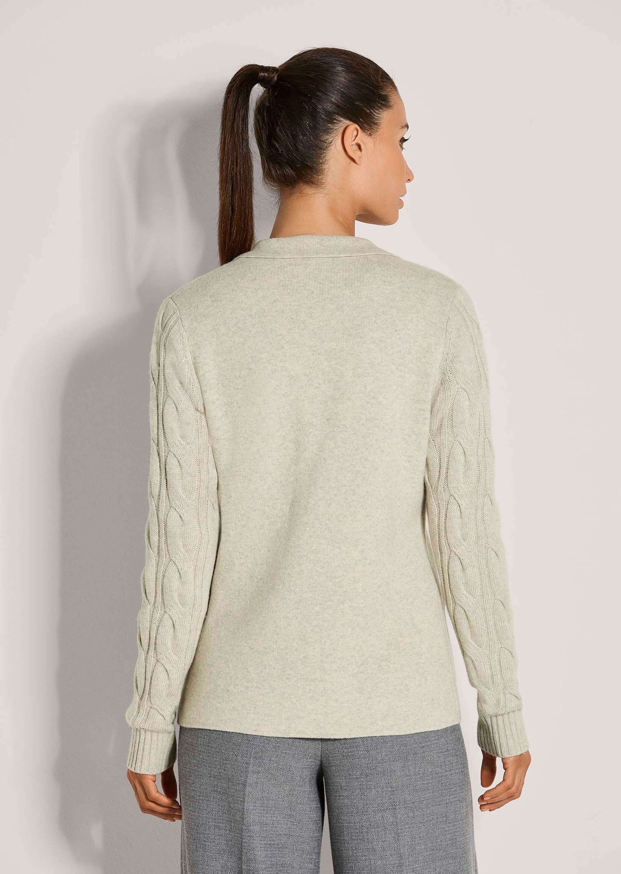 MADELEINE Strickjacke Eleganter Blazer mit Reverskragen Zopfmuster-Ärmel und Knopfleiste, Langarm