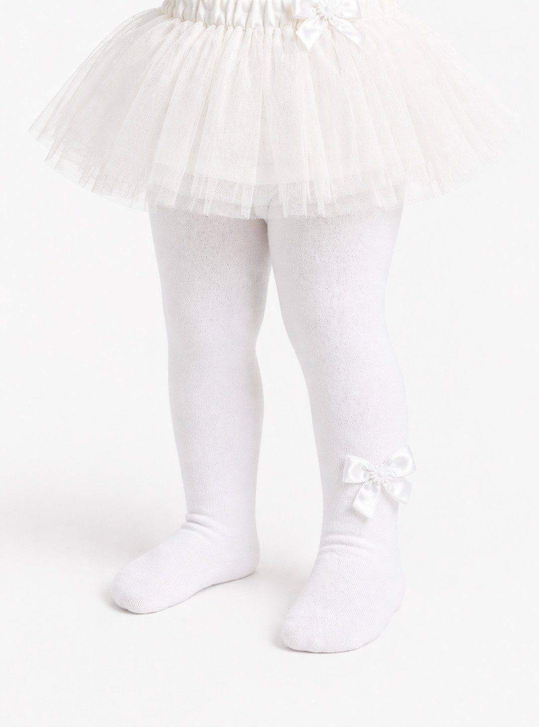 La Bortini Strumpfhose Baby und Kinder Strumpfhose in creme weiß rosa festlich (für Mädchen) festlich, mit Schleifchen, 44 50 56 62 68 74 80 86 92 98