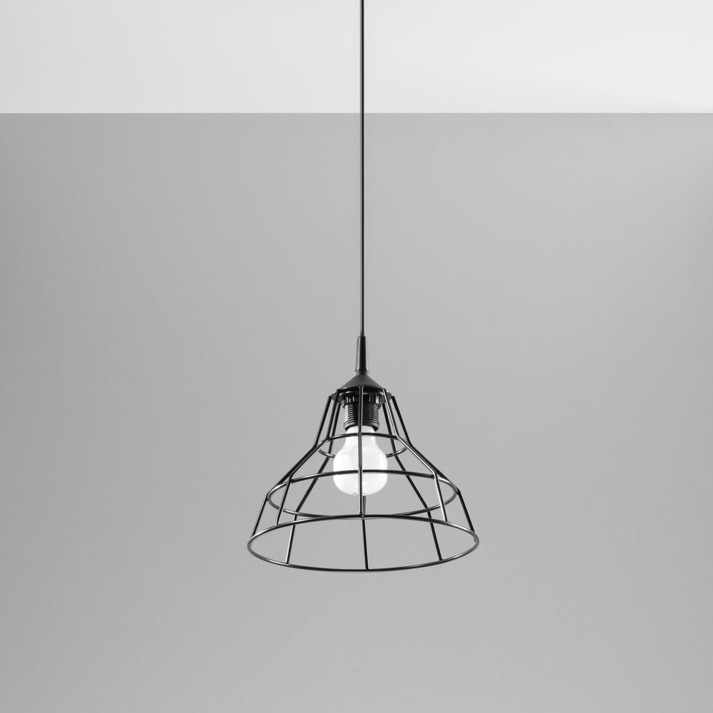 famlights Hängeleuchte, Pendelleuchte Cornelius aus Stahl in Schwarz E27 1 x 60 W, keine Angabe, Leuchtmittel enthalten: Nein, warmweiss, Hängeleuchte, Pendellampe, Pendelleuchte