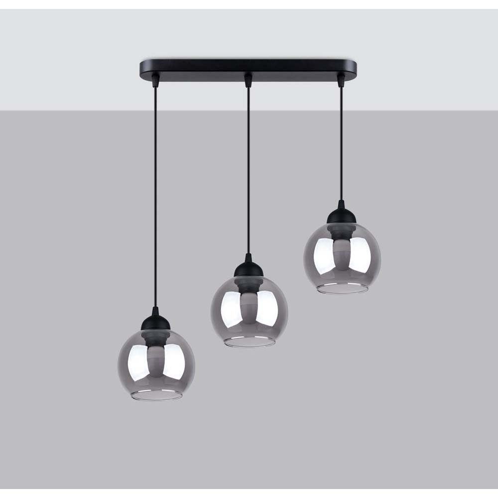 Stahl Deckenlampe Pendellampe Hängelampe Schwarz etc-shop Glas Wohnzimmerlampe Hängeleuchte,