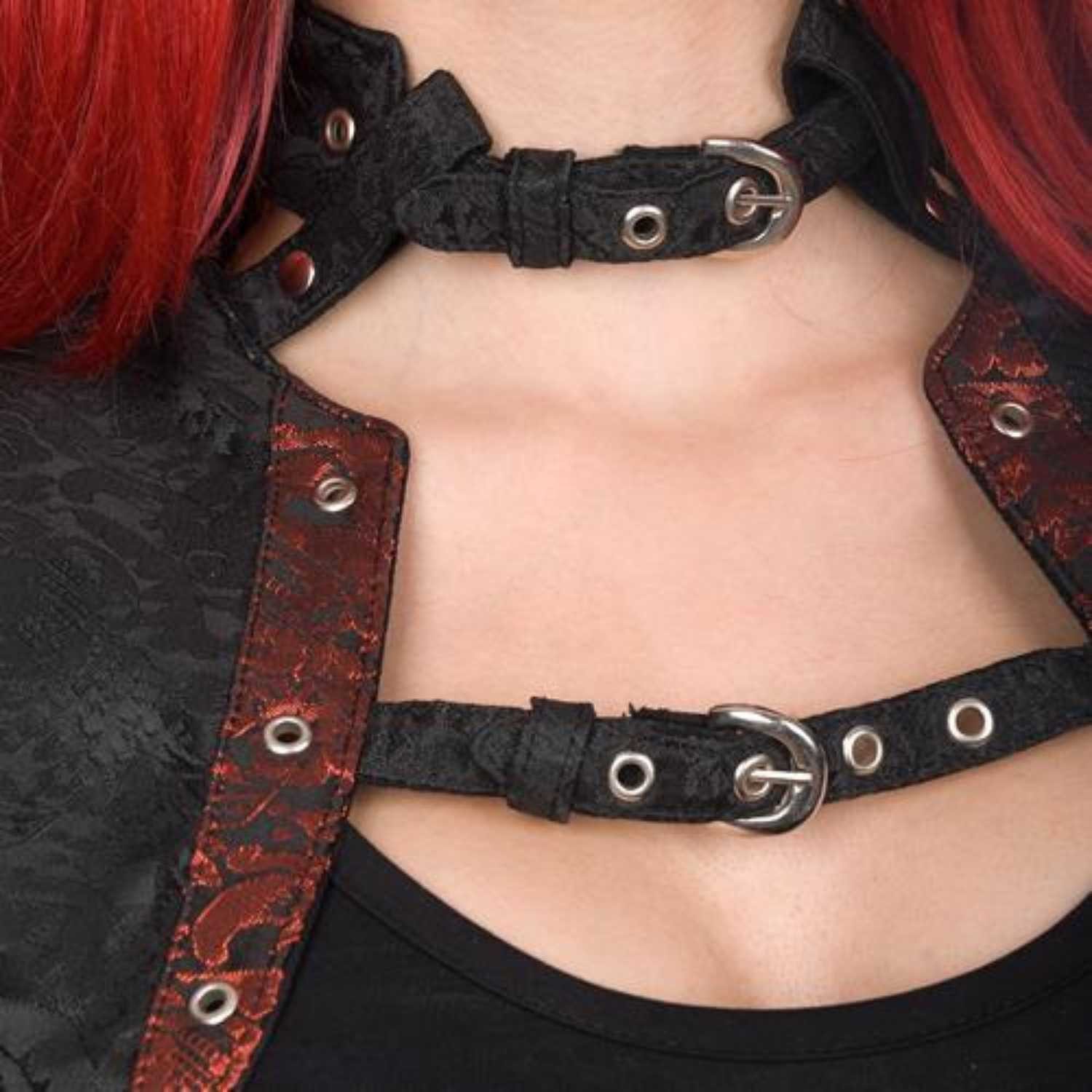 Atixo Bolerojacke Bolero Brocade rot/schwarz sexy