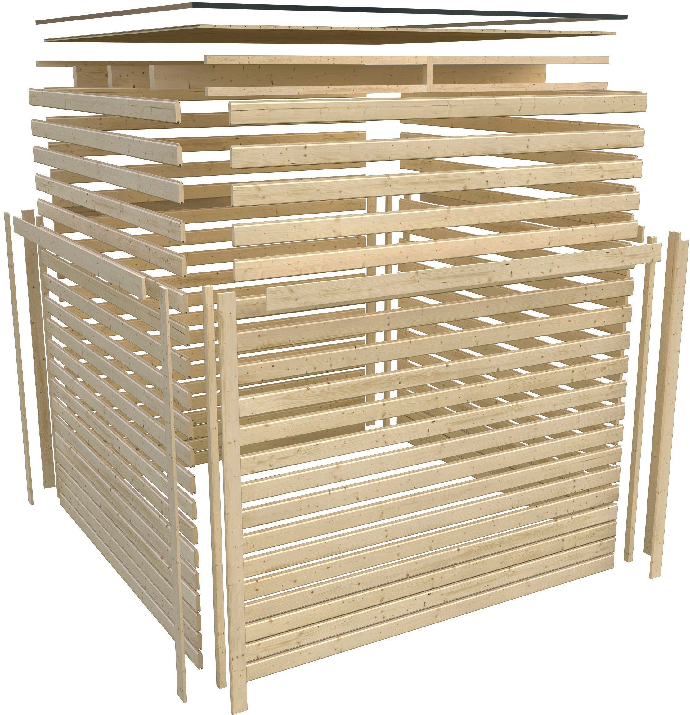 Karibu Gartenhaus Quellsee 1, BxT: 246x246 cm, naturbelassen oder terragrau