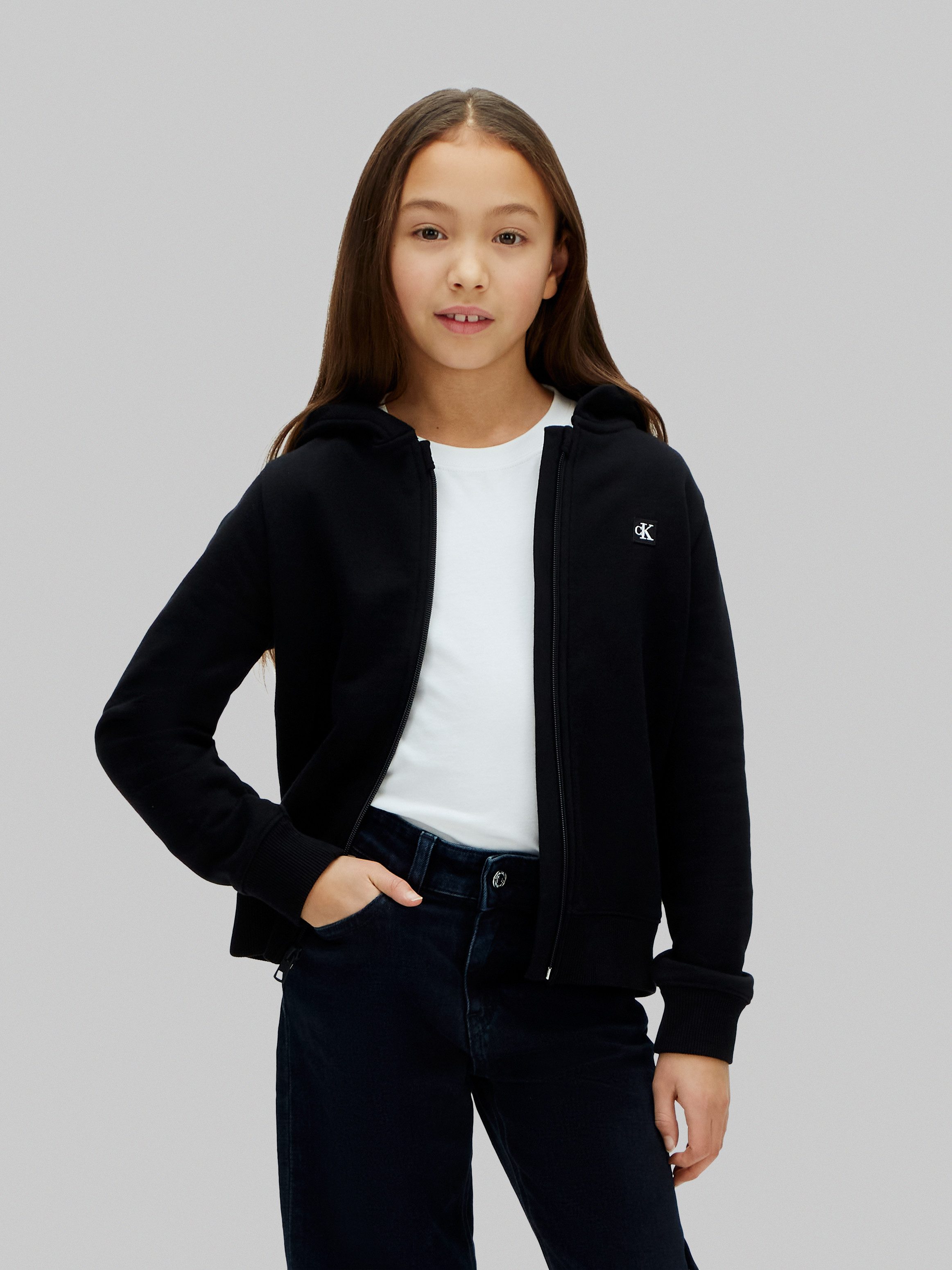 Calvin Klein Jeans Sweatjacke MINI BADGE ZIP HOODIE Regular fit für Kinder mit Kapuze