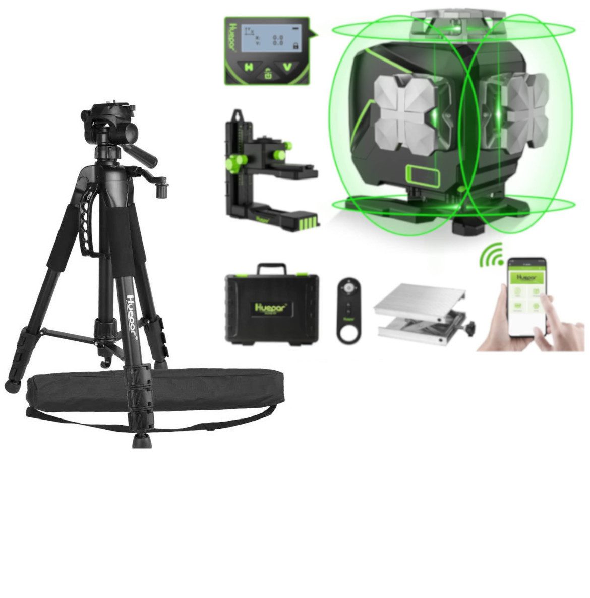 Huepar Kreuzlinienlaser Huepar S04CG LCD-Bildschirm 4D Laser mit Halterung günstig online kaufen