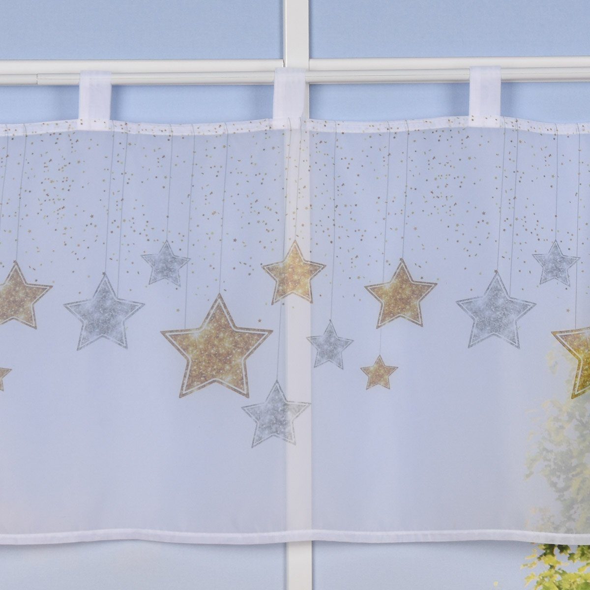 SCHÖNER LEBEN. Scheibengardine Weihnachtsgardine Bistrogardine Schlaufen un günstig online kaufen