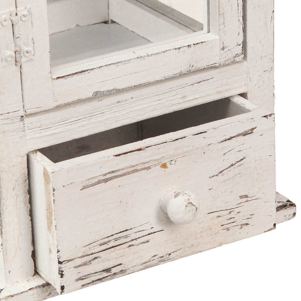 Viana Windlicht Vintage Metalllaterne Grau-Weiß, Antik-Look Windlicht, Dekorative