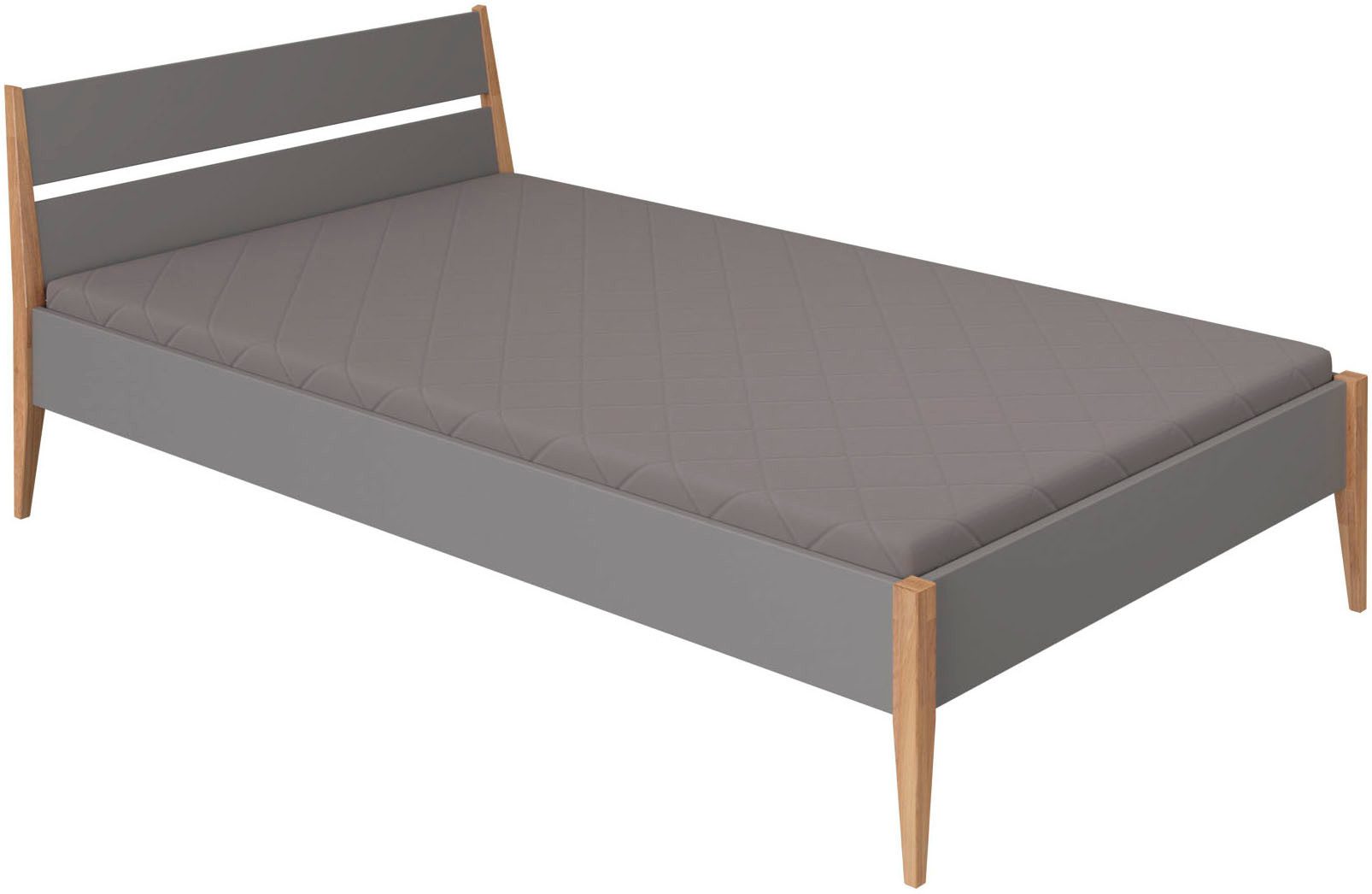 PAIDI Kinderbett STIENE in verschiedenen Größen und Farben (90/120/140x200cm - Beige, Grau, Eiche massiv), Jugendbett mit Massivholz, pflegeleicht, langlebig, Jugendliege