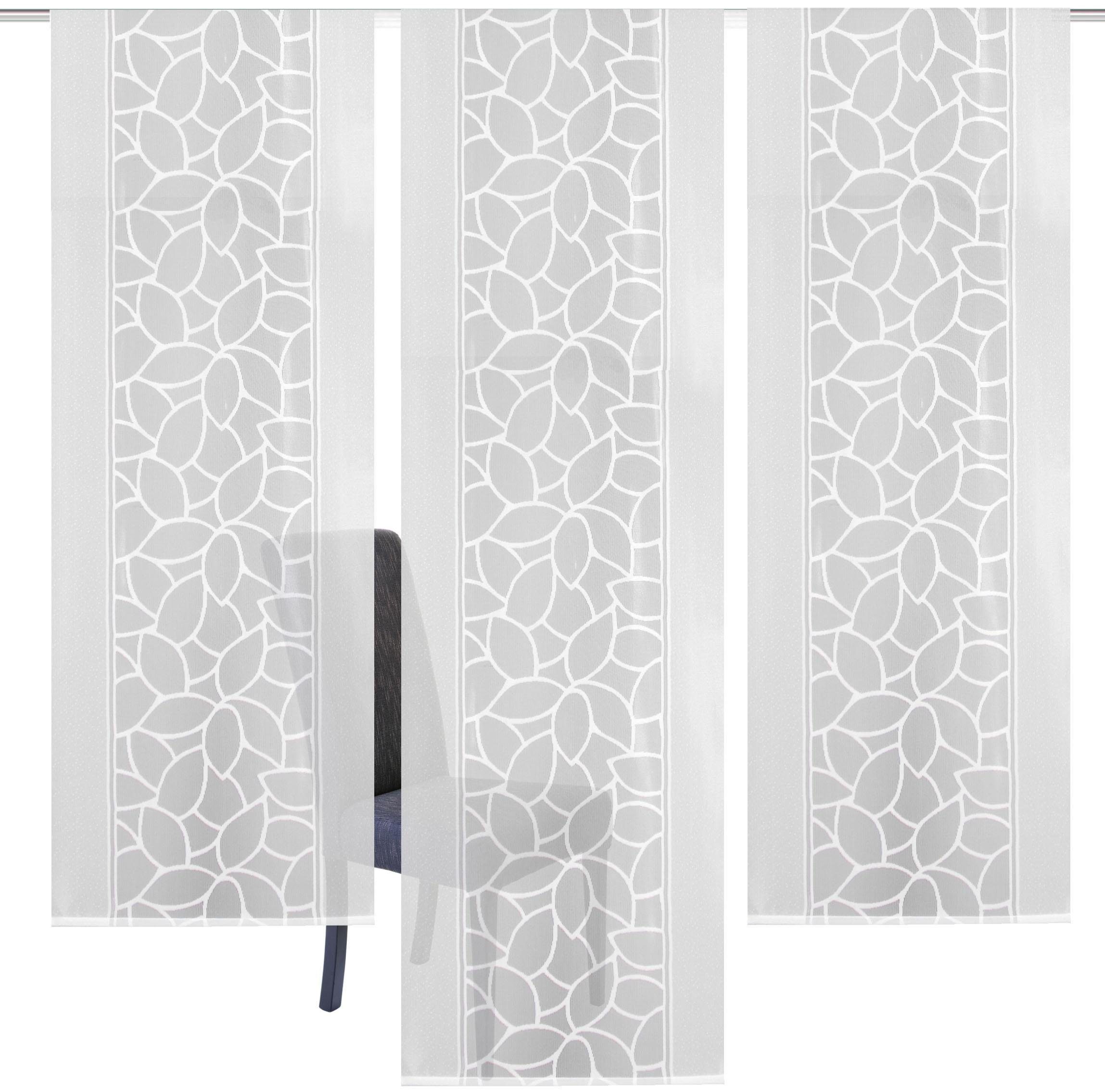 HOME WOHNIDEEN Schiebegardine JENNA (3 St), Klettband, halbtransparent, Schiebevorhang Jacquard Set