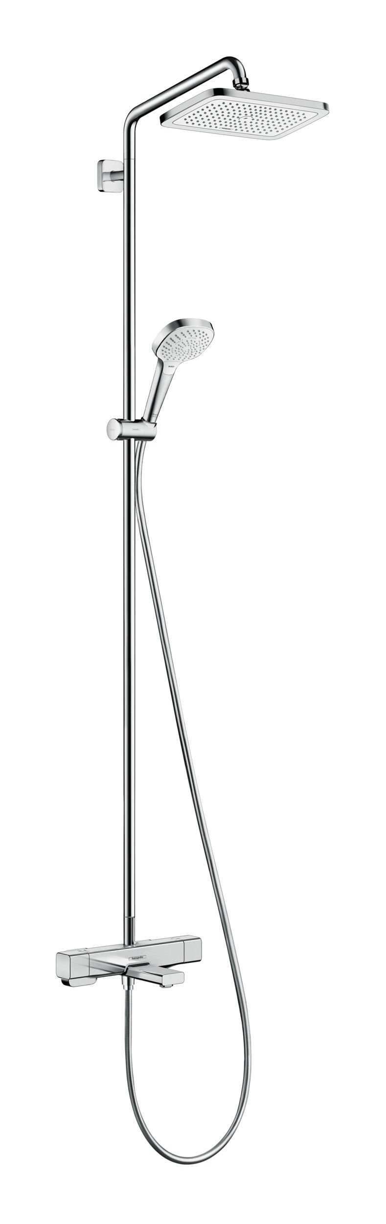 hansgrohe Duschsystem Croma E Showerpipe, Höhe 166 cm, 280 1jet mit Wannenthermostat - Chrom