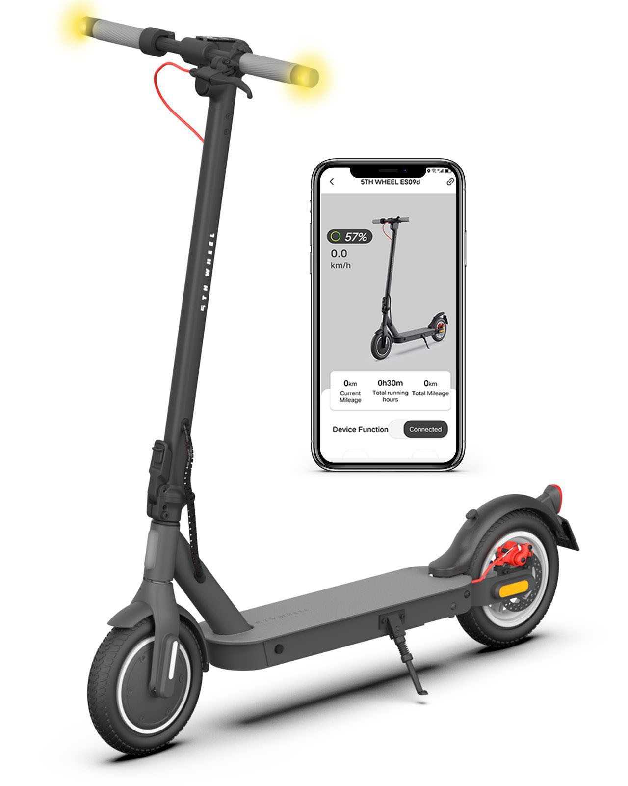 5TH WHEEL E-Scooter V30 Pro mit Straßenzulassung 350W Blinker App Federung10 Zoll, 20 km/h, Diebstahlschutz, App-Unterstützung, bis 30 km Reichweite
